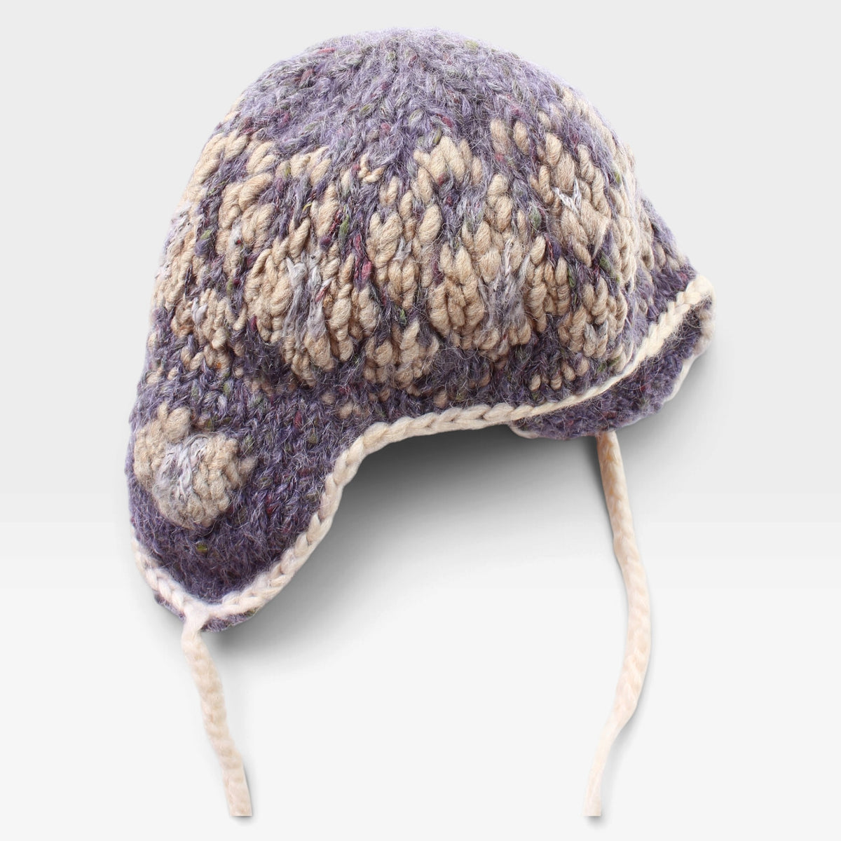 Wool knit earflap beanie