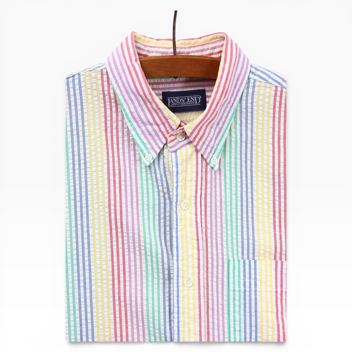 90s Landsend seersucker button up large