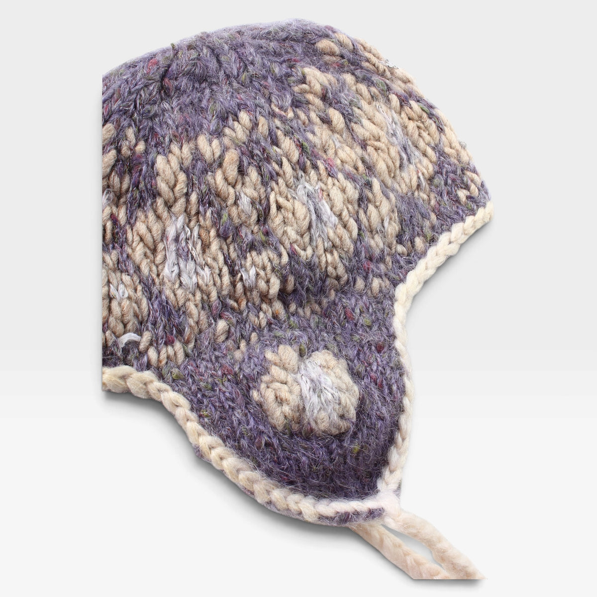Wool knit earflap beanie
