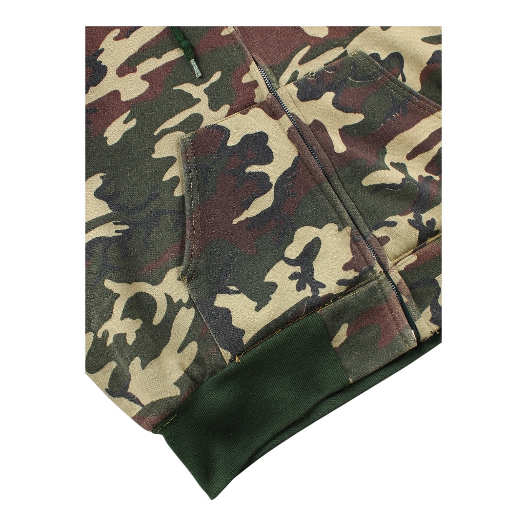 80s Thermal lined camo zip hoodie large