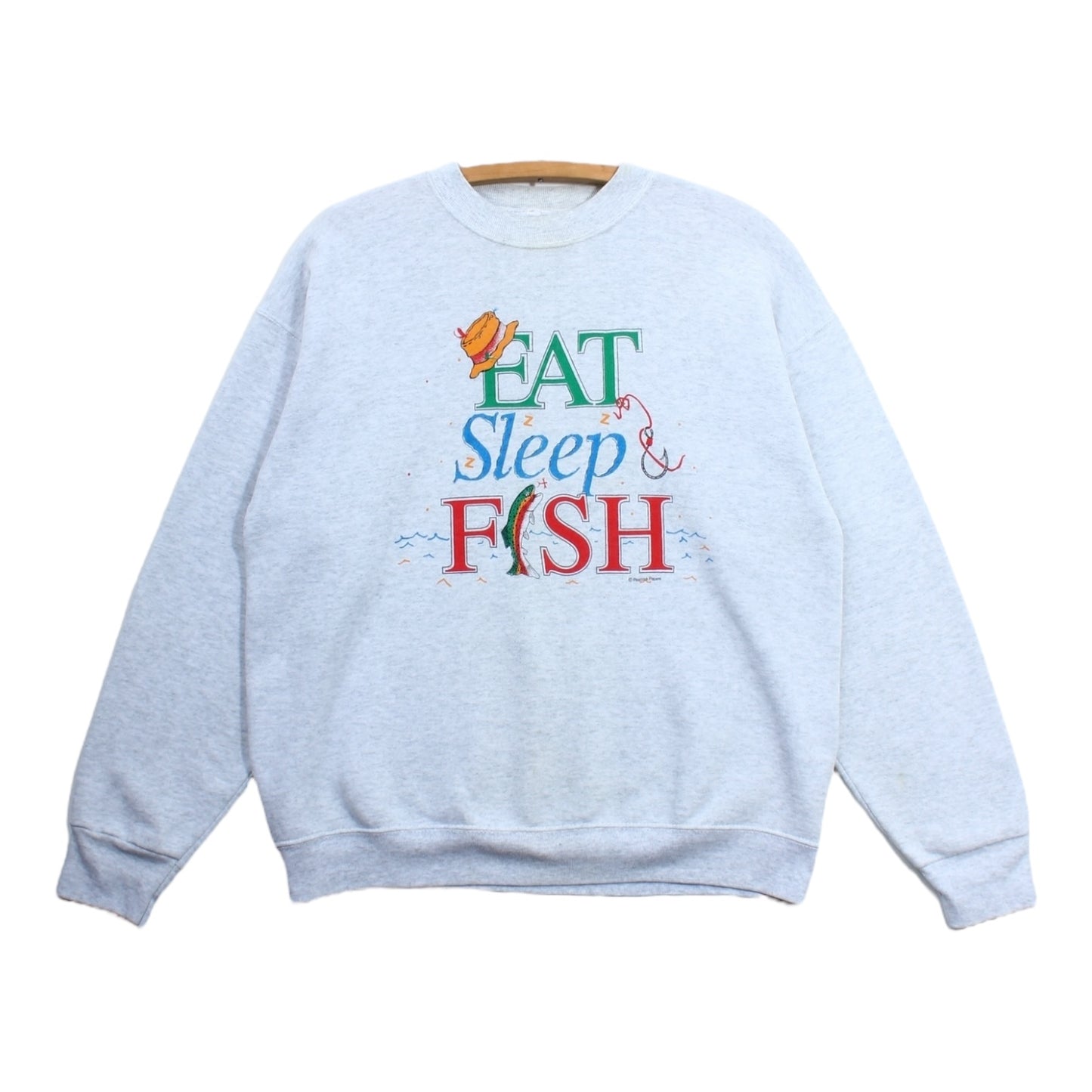 90s Eat sleep fish crewneck large