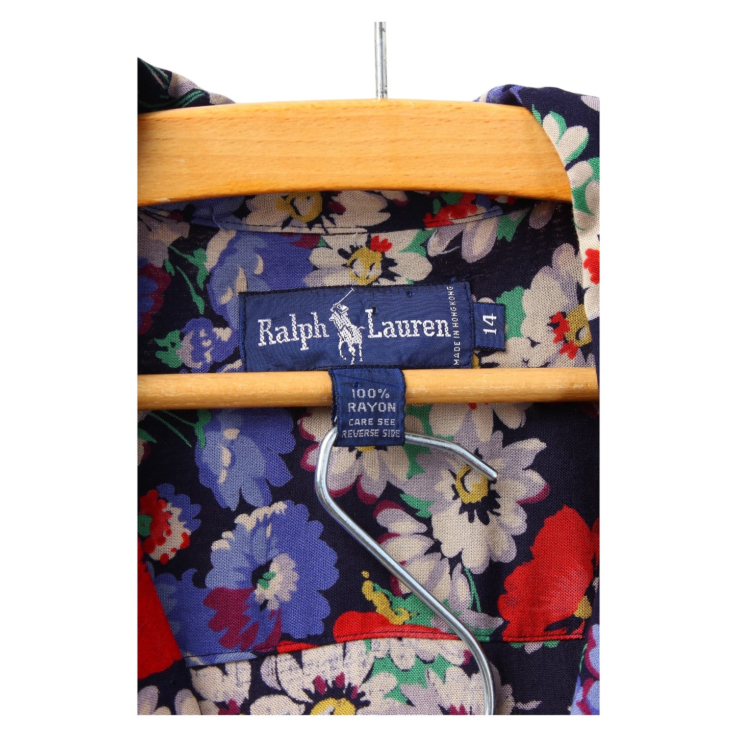 80s Polo Ralph Lauren floral rayon dress sz14