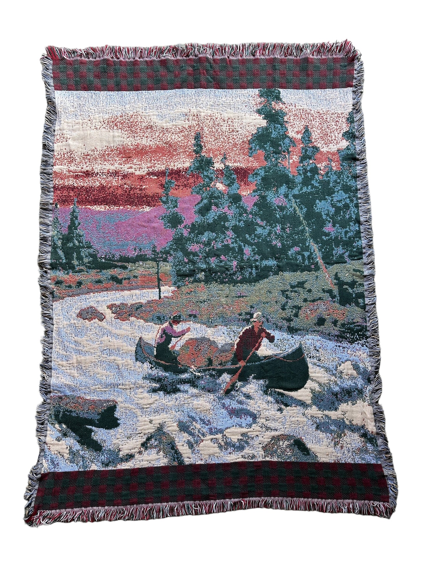 Canoe scene throw blanket Made in usa🇺🇸