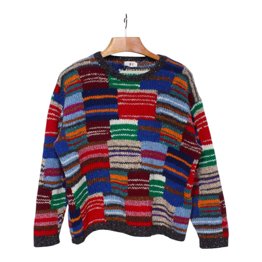 90s J crew wool patchwork sweater large