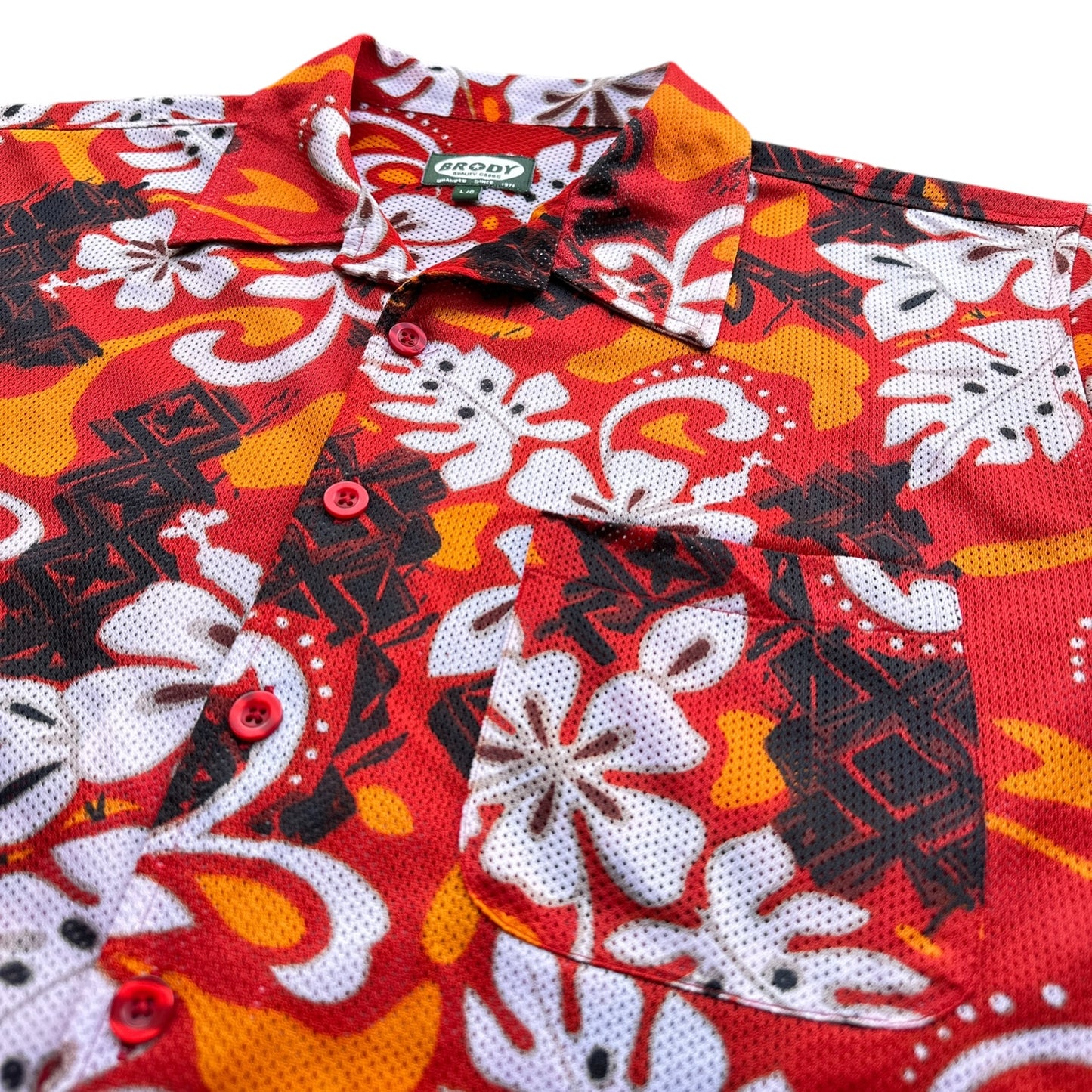 Y2K Jersey material hawaiian camp shirt L/XL