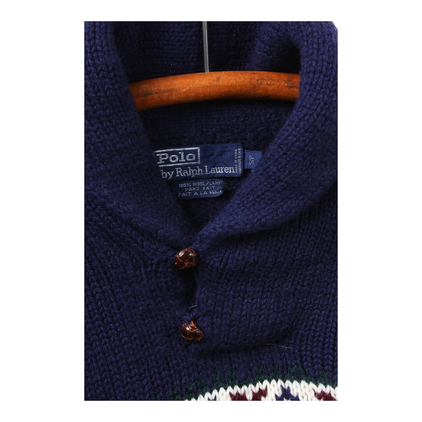 90s Polo Ralph Lauren wool snowflake shawl sweater XS/S