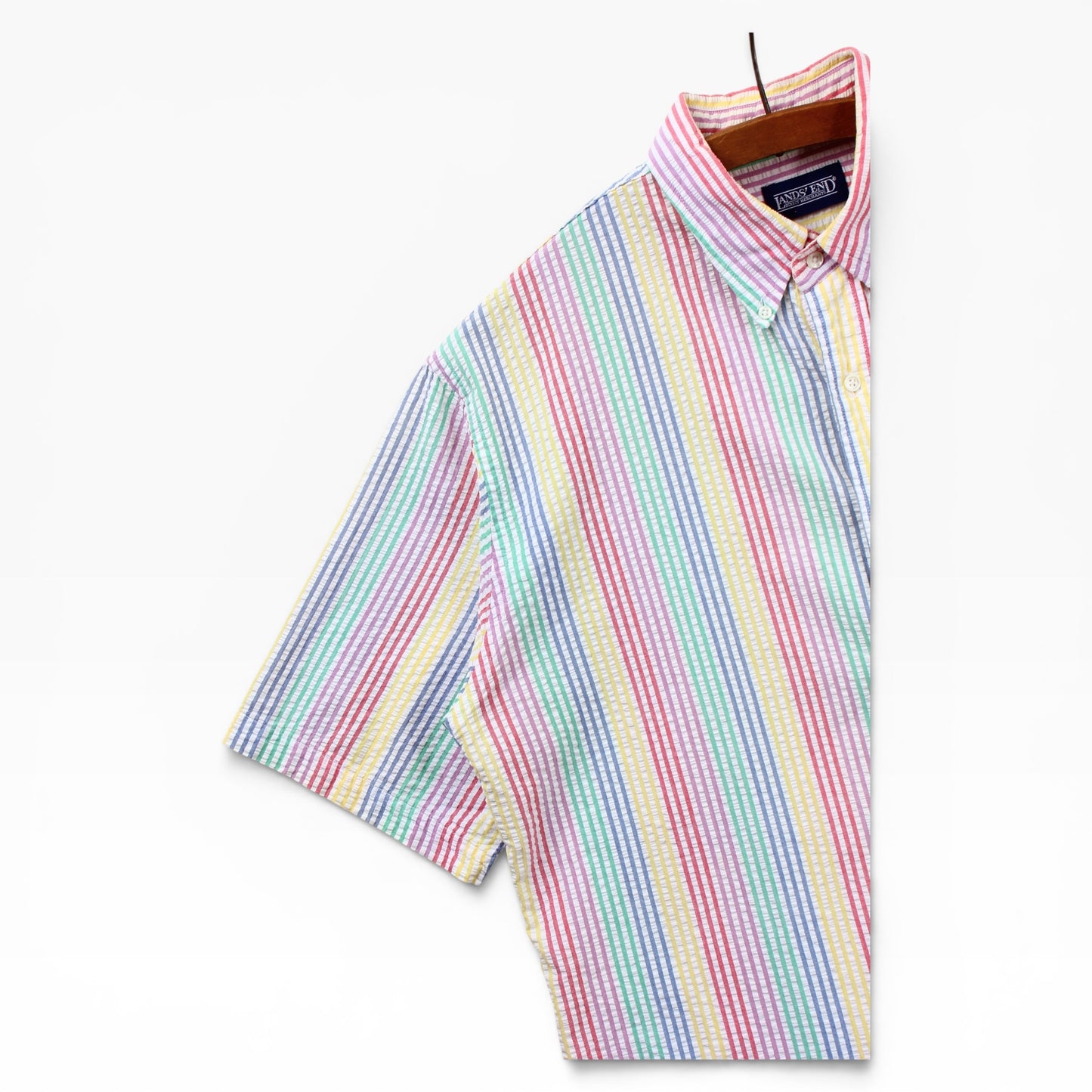 90s Landsend seersucker button up large