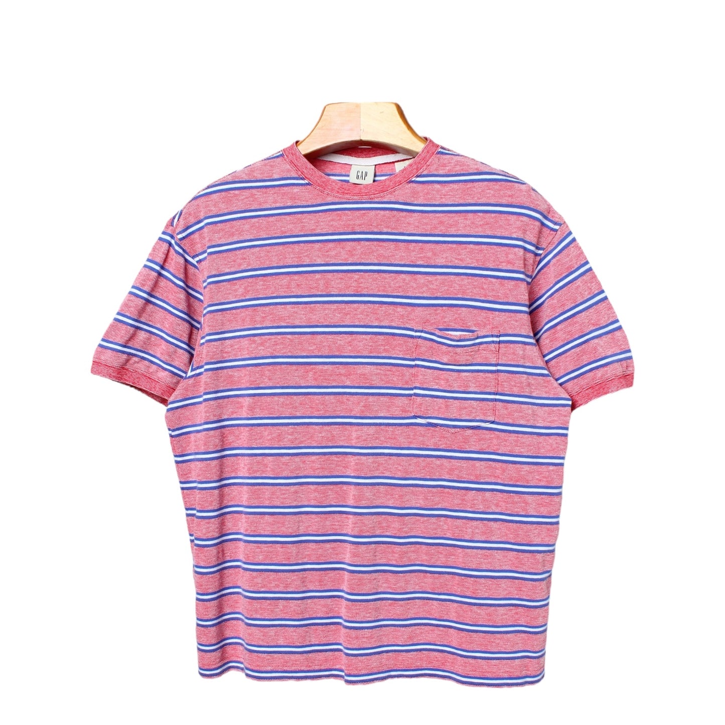 90s Gap pique pocket striped tee large