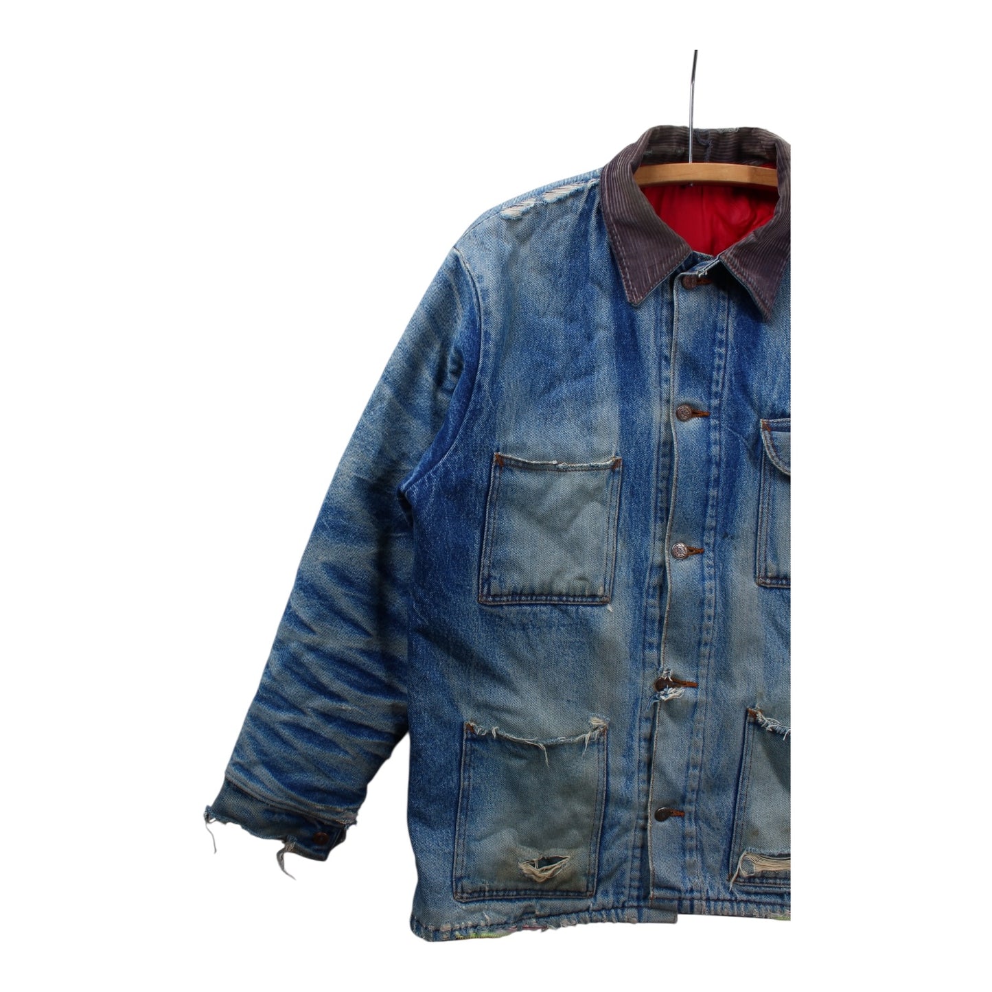 Well worn denim chore coat large