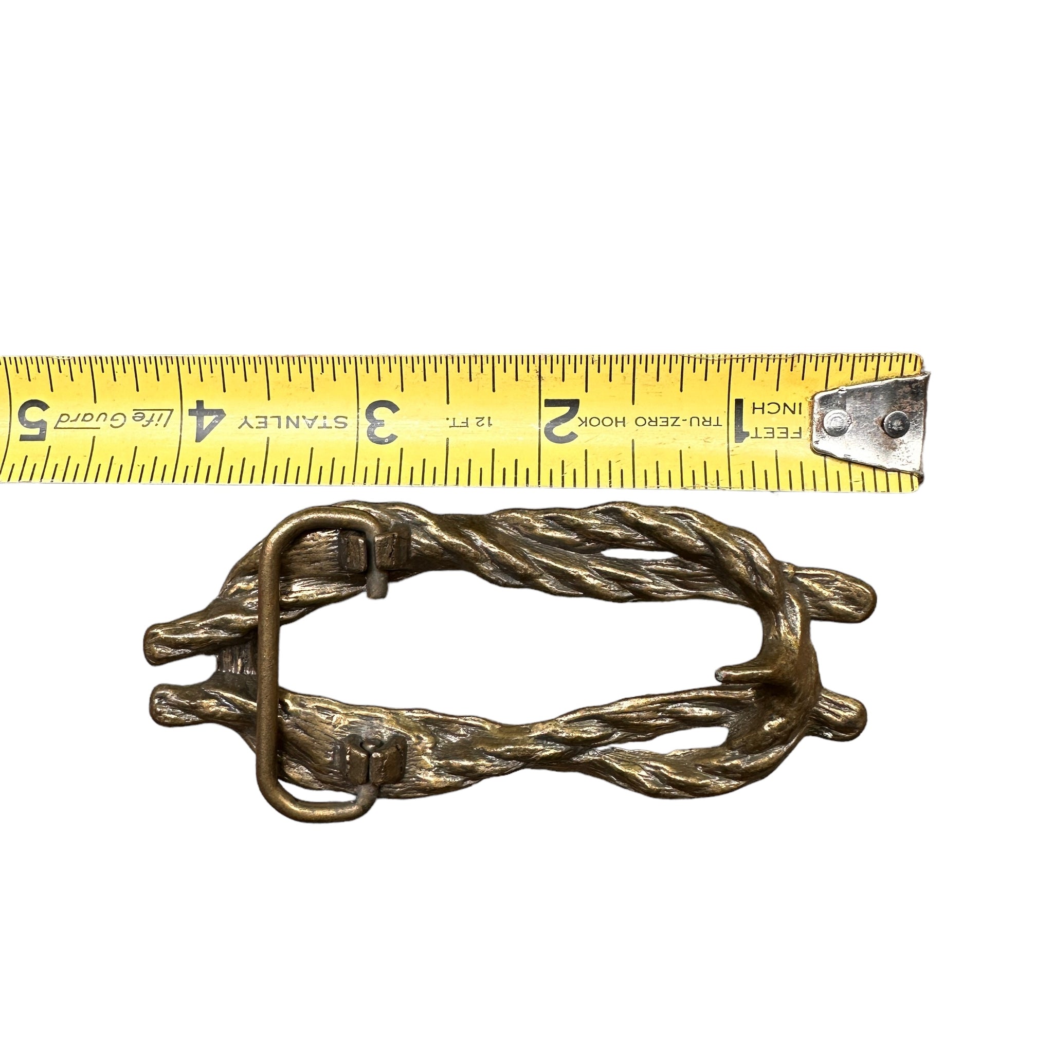 Brass square knot belt buckle