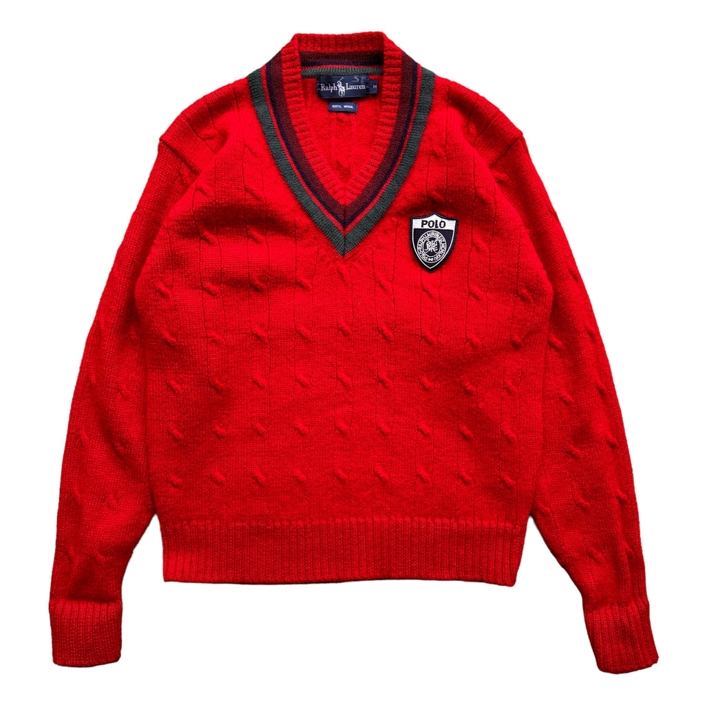 90s Polo wool badge sweater Small