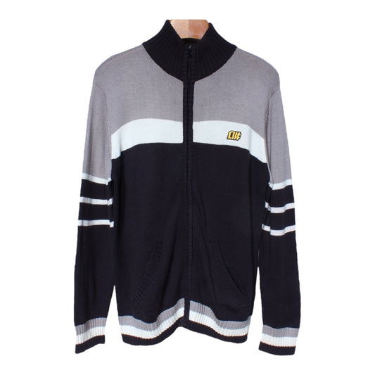 Alphanumeric zip sweater large