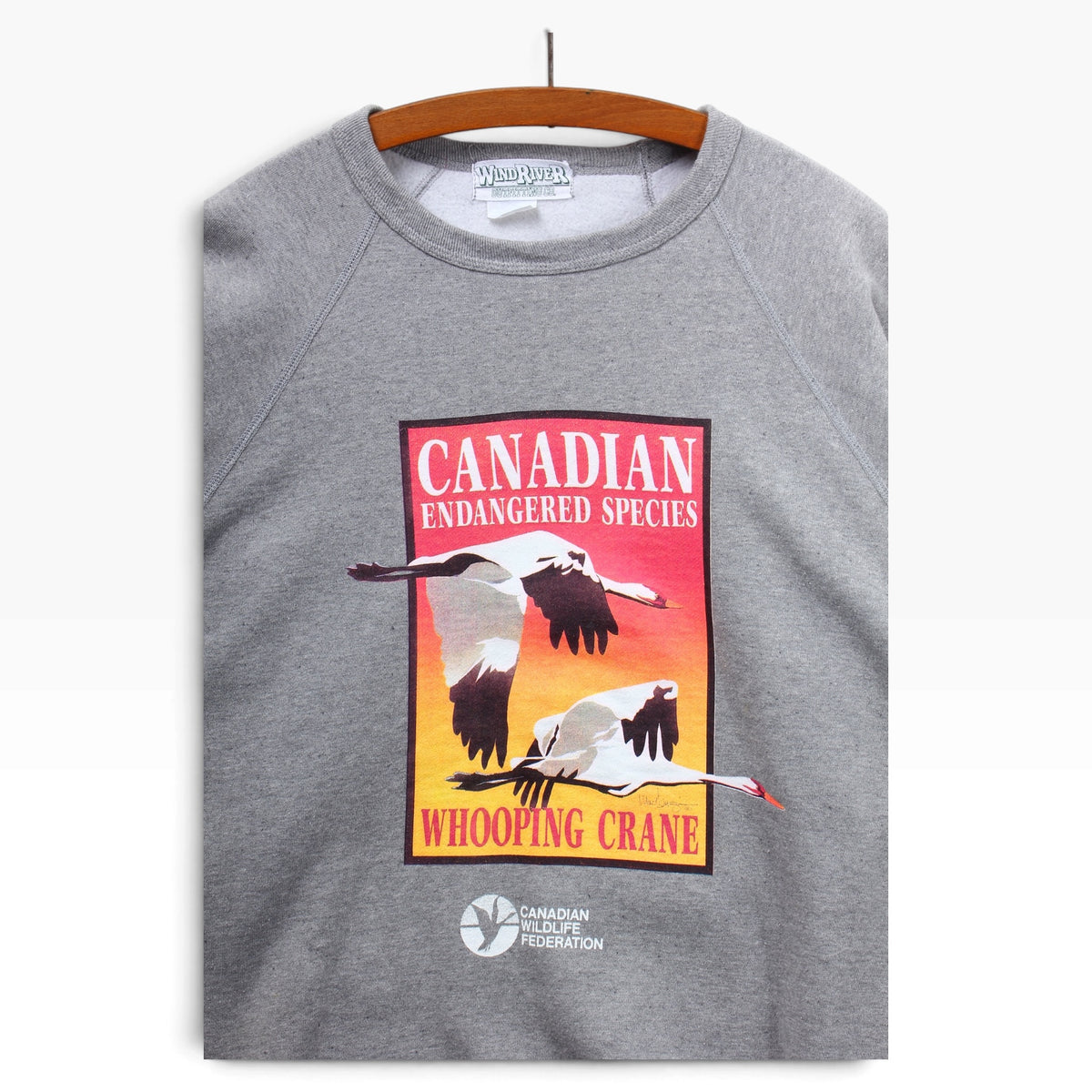 90s Canadian wildlife foundation whooping crane crewneck Large