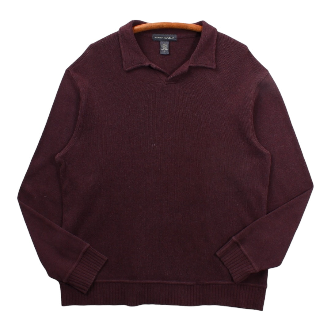 2000s Banana republic cotton jersey neck polo sweatshirt large
