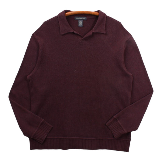 2000s Banana republic cotton jersey neck polo sweatshirt large