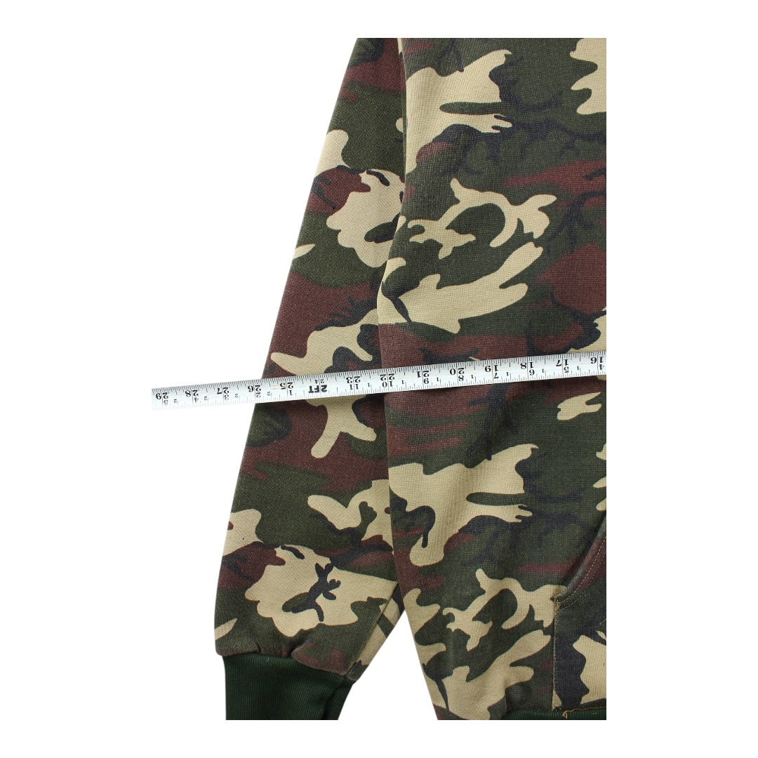 80s Thermal lined camo zip hoodie large