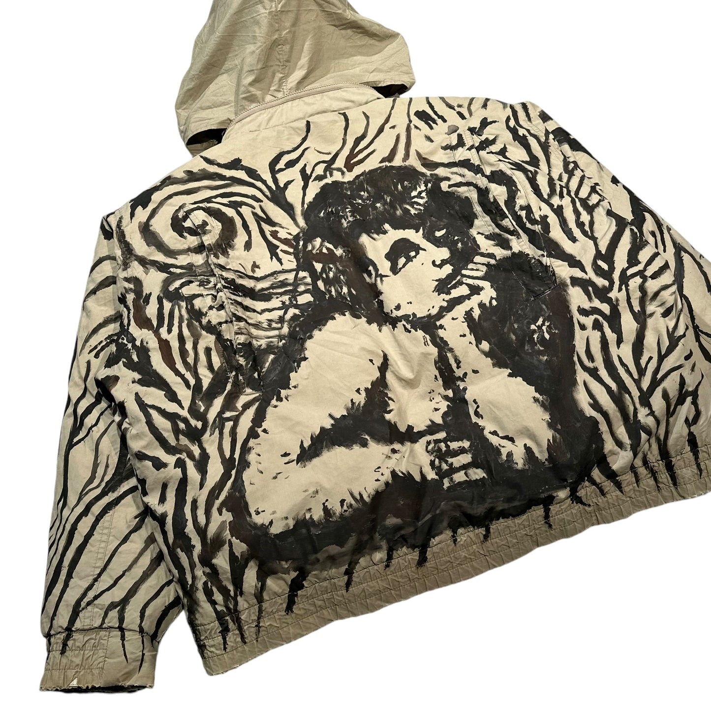 Emersin hand painted on cotton down jacket. XL