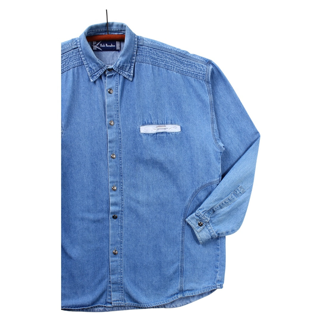 80s Denim pocket design shirt XL
