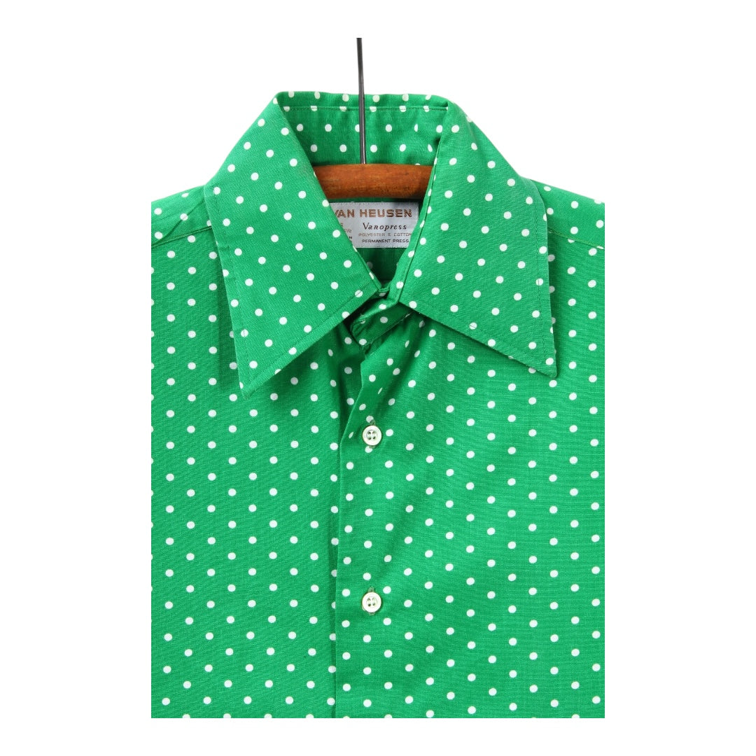 70s Van heusen polka dot button up medium