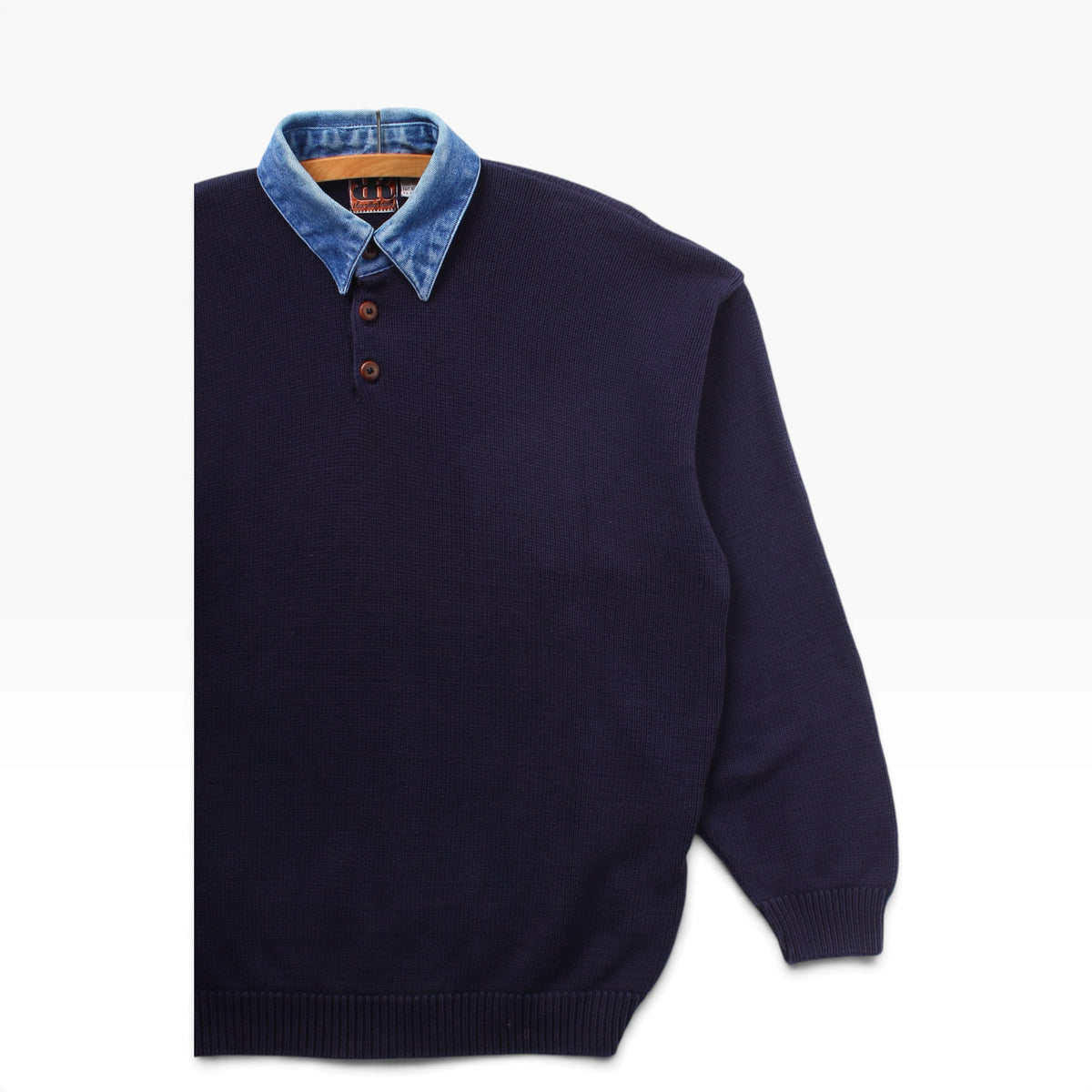 90s Cotton sweater denim collar medium