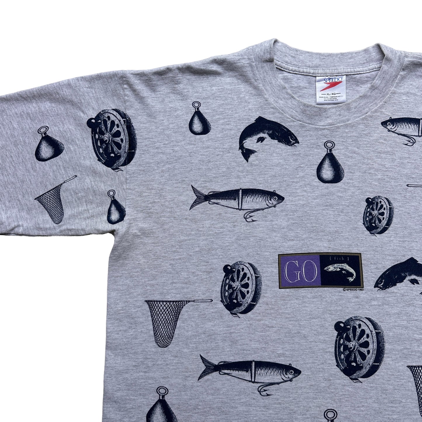 All over fishing print tee XL