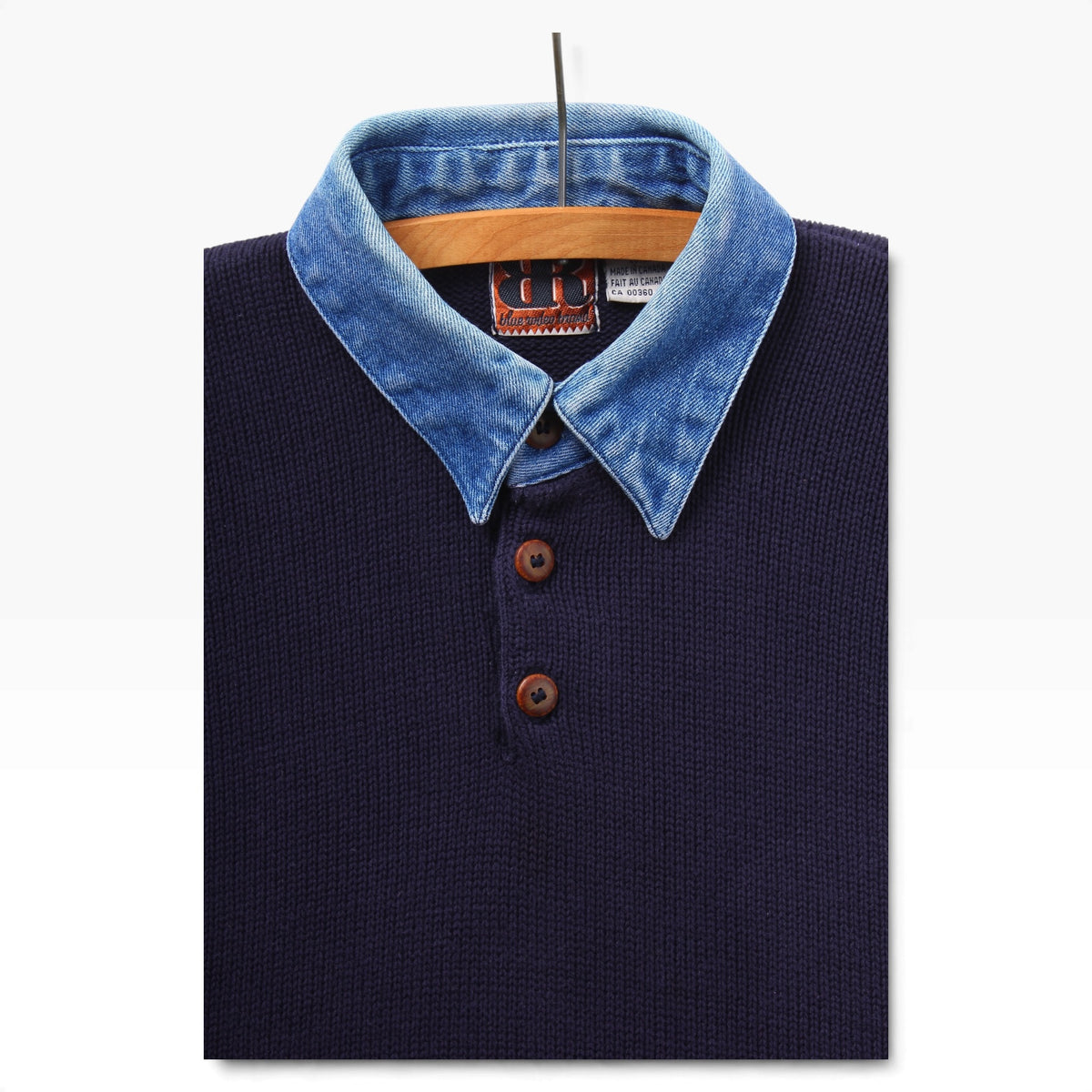 90s Cotton sweater denim collar medium