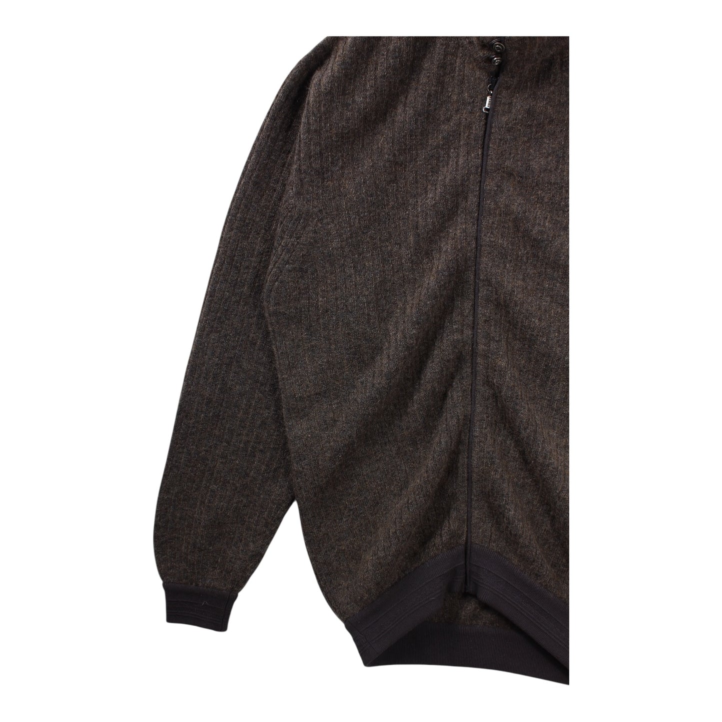 Gianfranco ferre wool and leather zip sweater XL