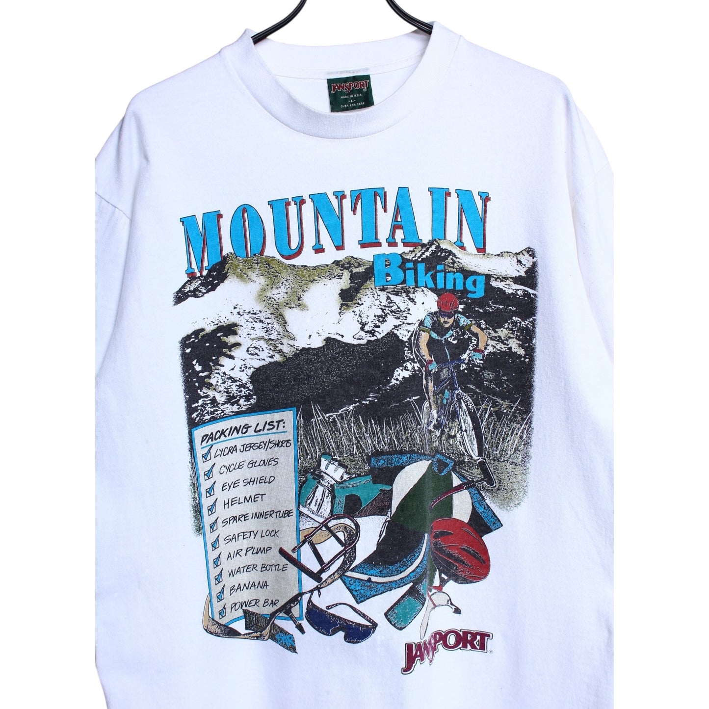 90s Mountain biking jansport tee large