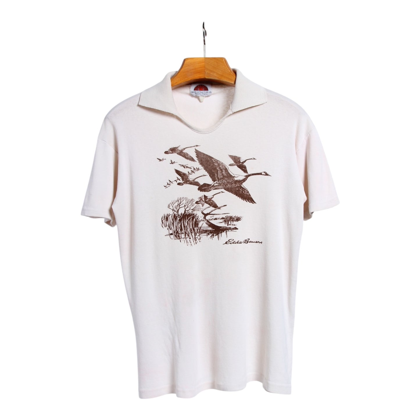 80s Eddie bauer jersey neck polo goose graphic S/M