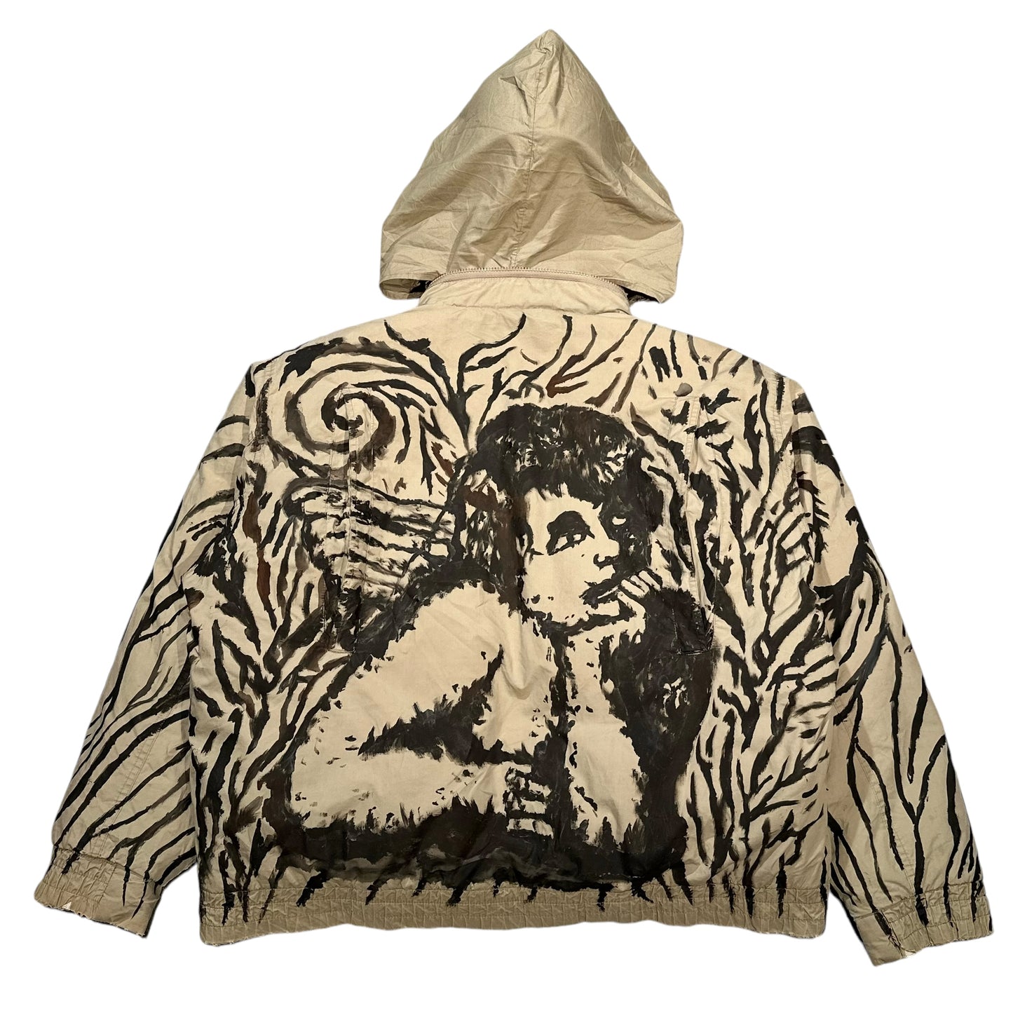 Emersin hand painted on cotton down jacket. XL