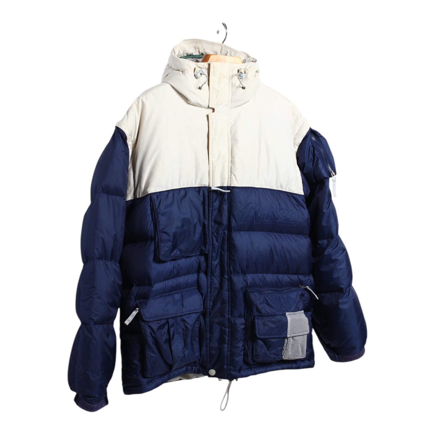 2003 Burton Analog down puffer with zip off sleeves and mini disc pocket L/XL