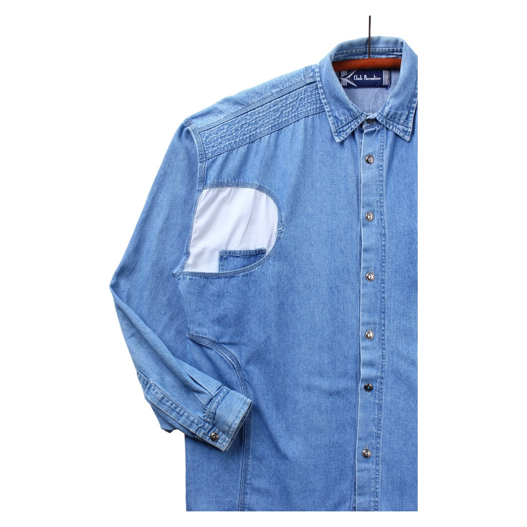 80s Denim pocket design shirt XL