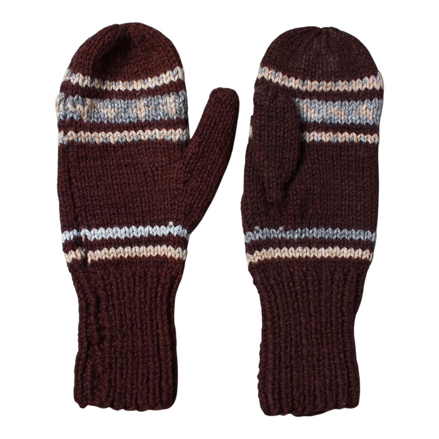 Hand knit wool mittens large