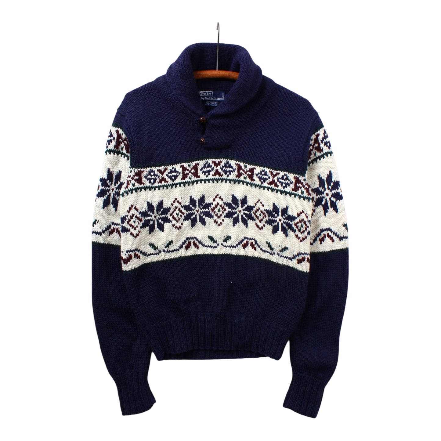 90s Polo Ralph Lauren wool snowflake shawl sweater XS/S