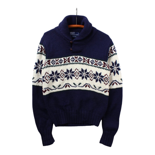 90s Polo Ralph Lauren wool snowflake shawl sweater XS/S