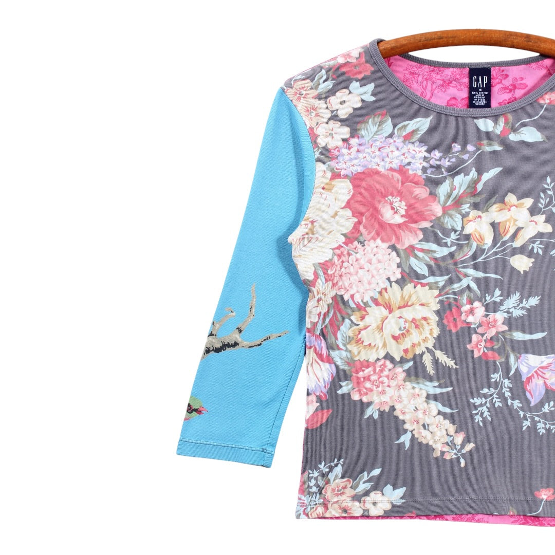 2000s Gap floral 3/4 sleeve XS