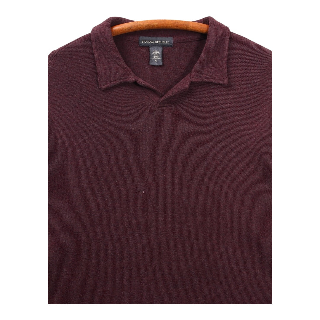 2000s Banana republic cotton jersey neck polo sweatshirt large