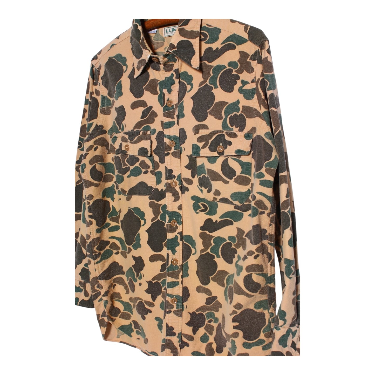 80s LL Bean chamois duck camo button up M/L