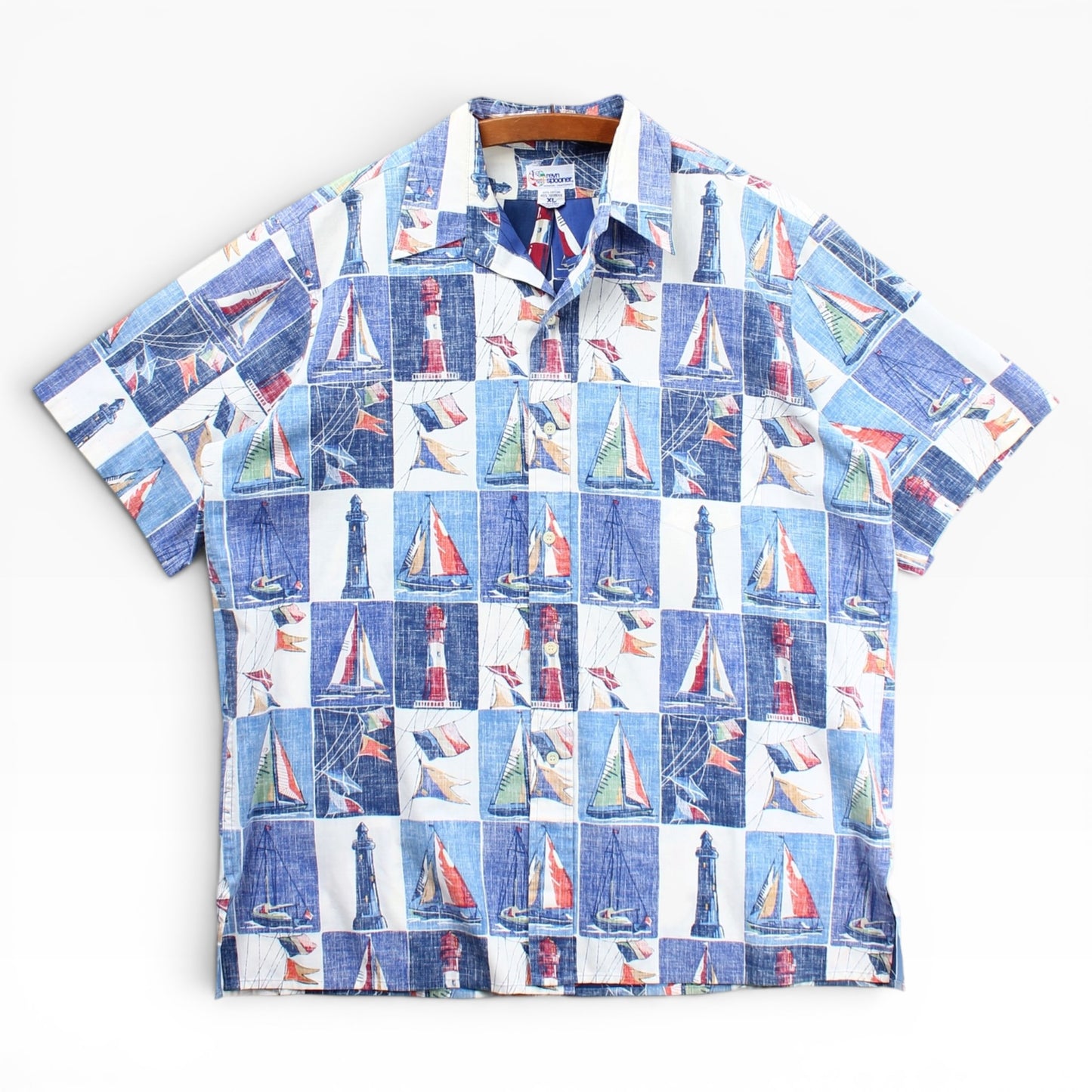 80s Reyn Spooner boat lighthouse button up XL