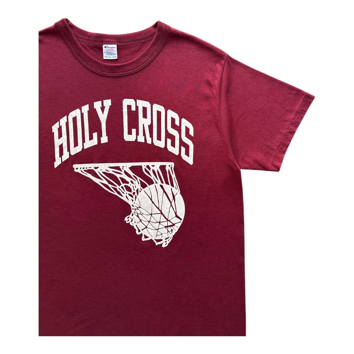 80s Holy cross basketball tee small