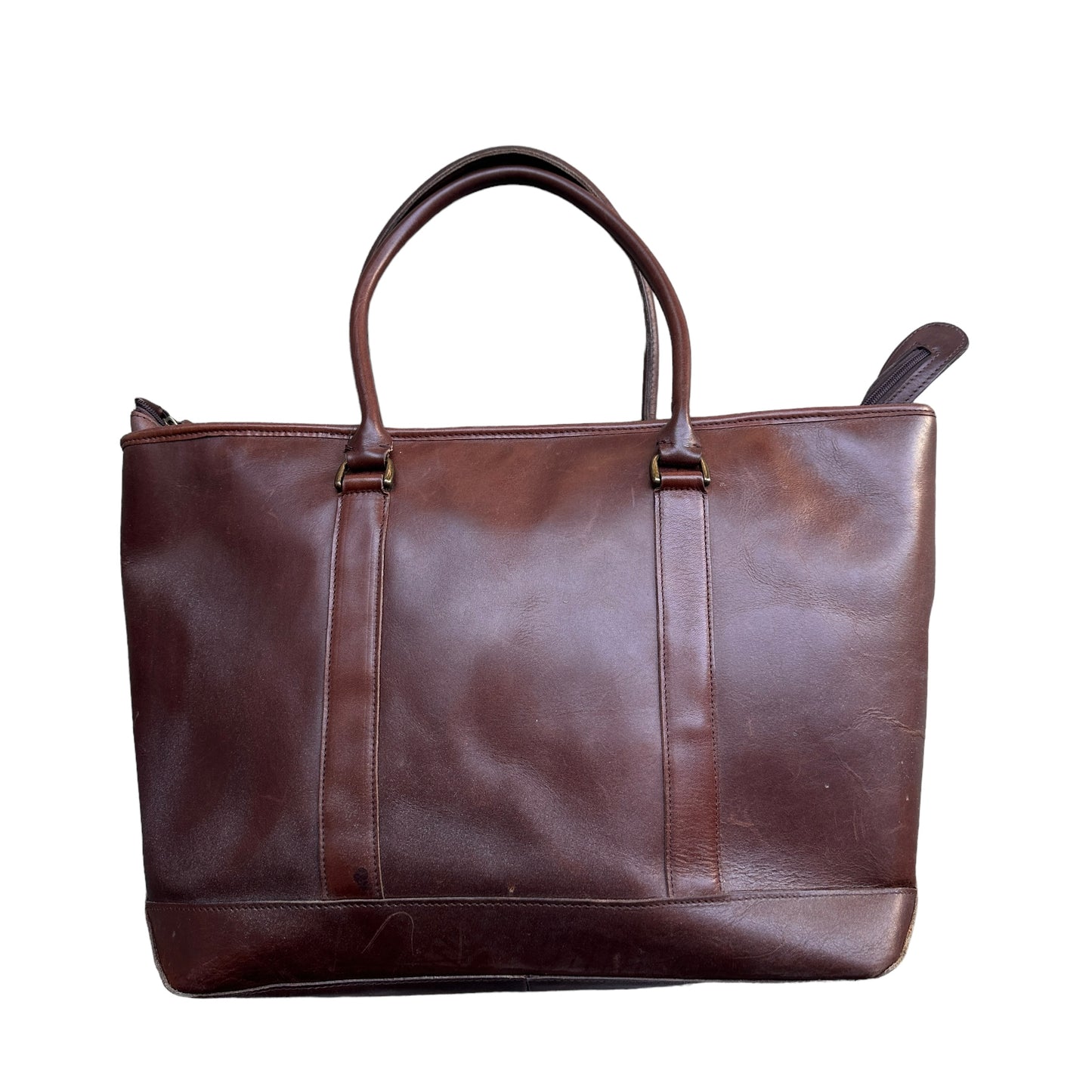 LL Bean leather zip tote