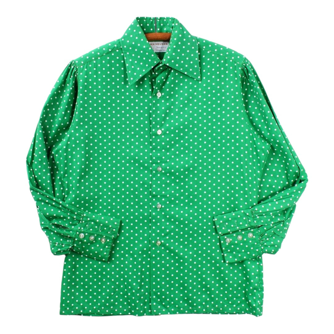 70s Van heusen polka dot button up medium