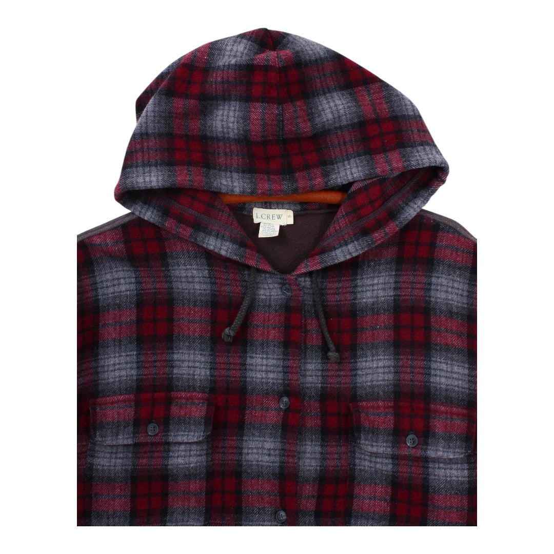 90s J crew wool blend button up hoodie Medium