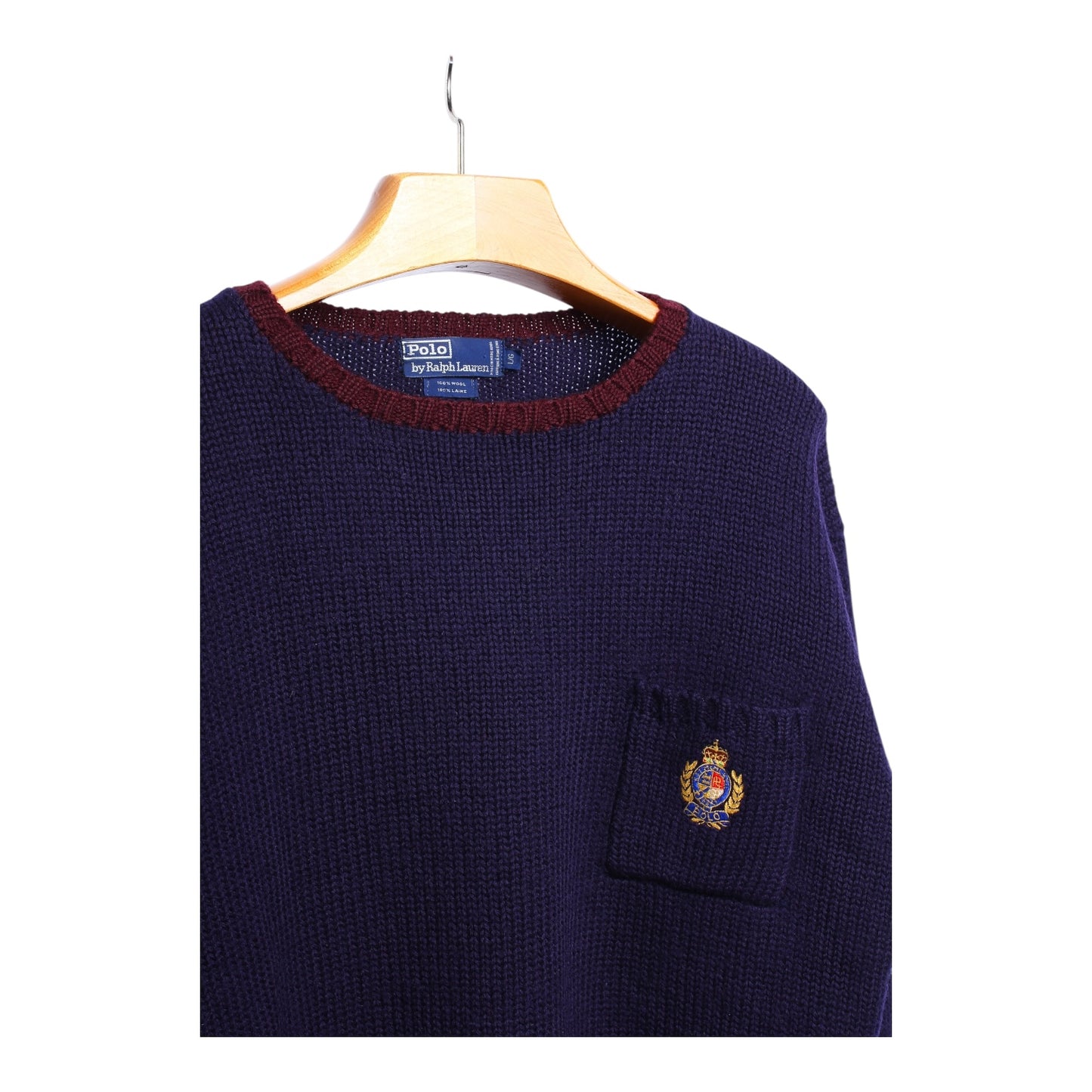 80s Polo Ralph Lauren crest pocket wool sweater large