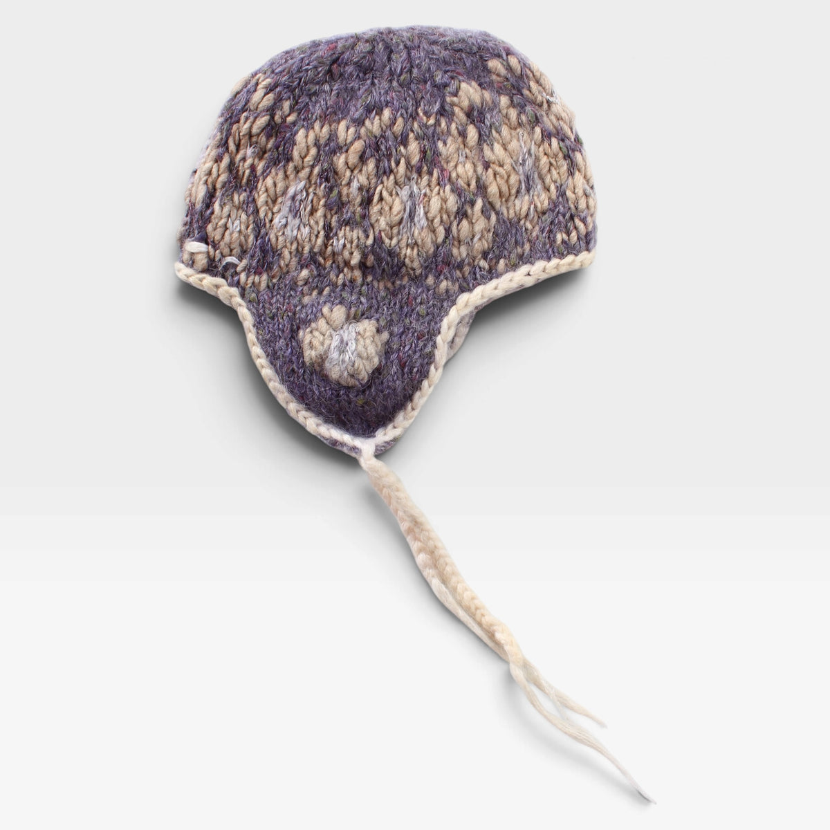 Wool knit earflap beanie