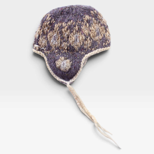 Wool knit earflap beanie