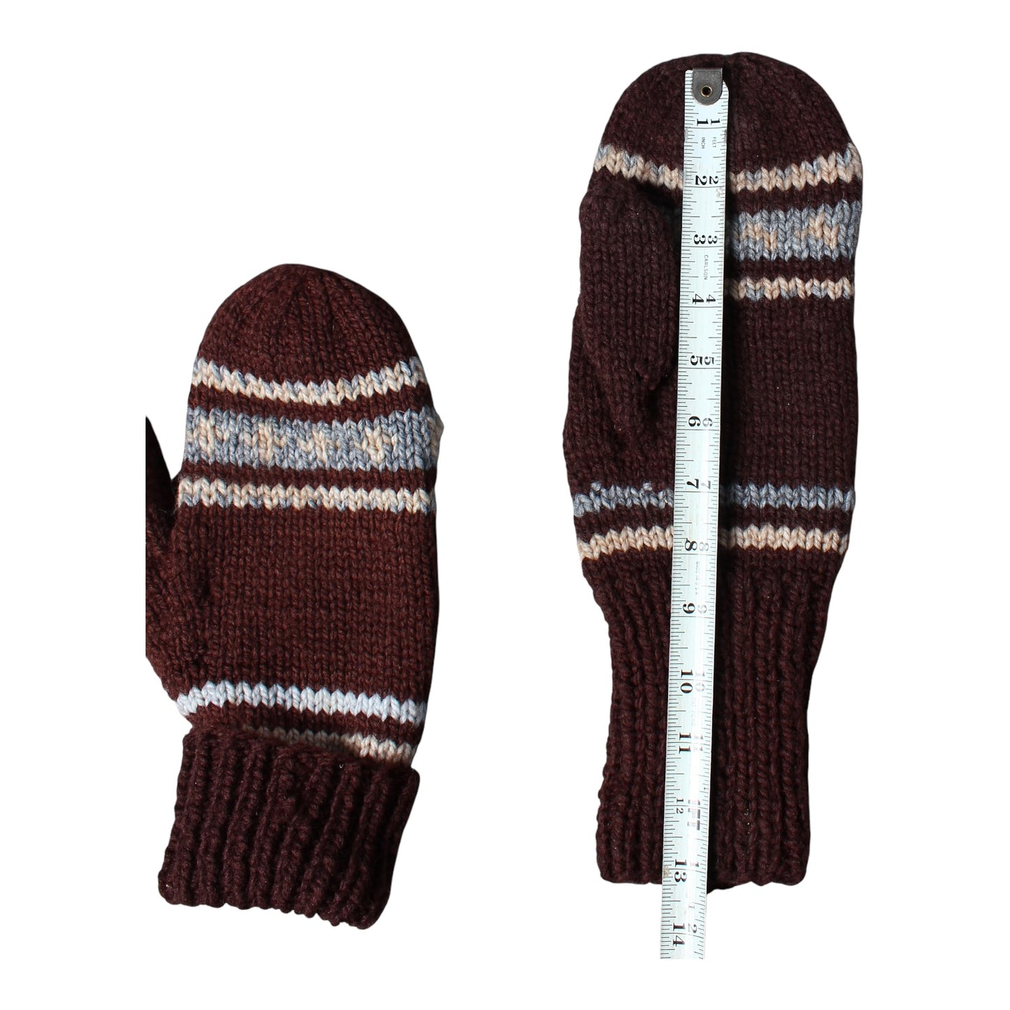 Hand knit wool mittens large