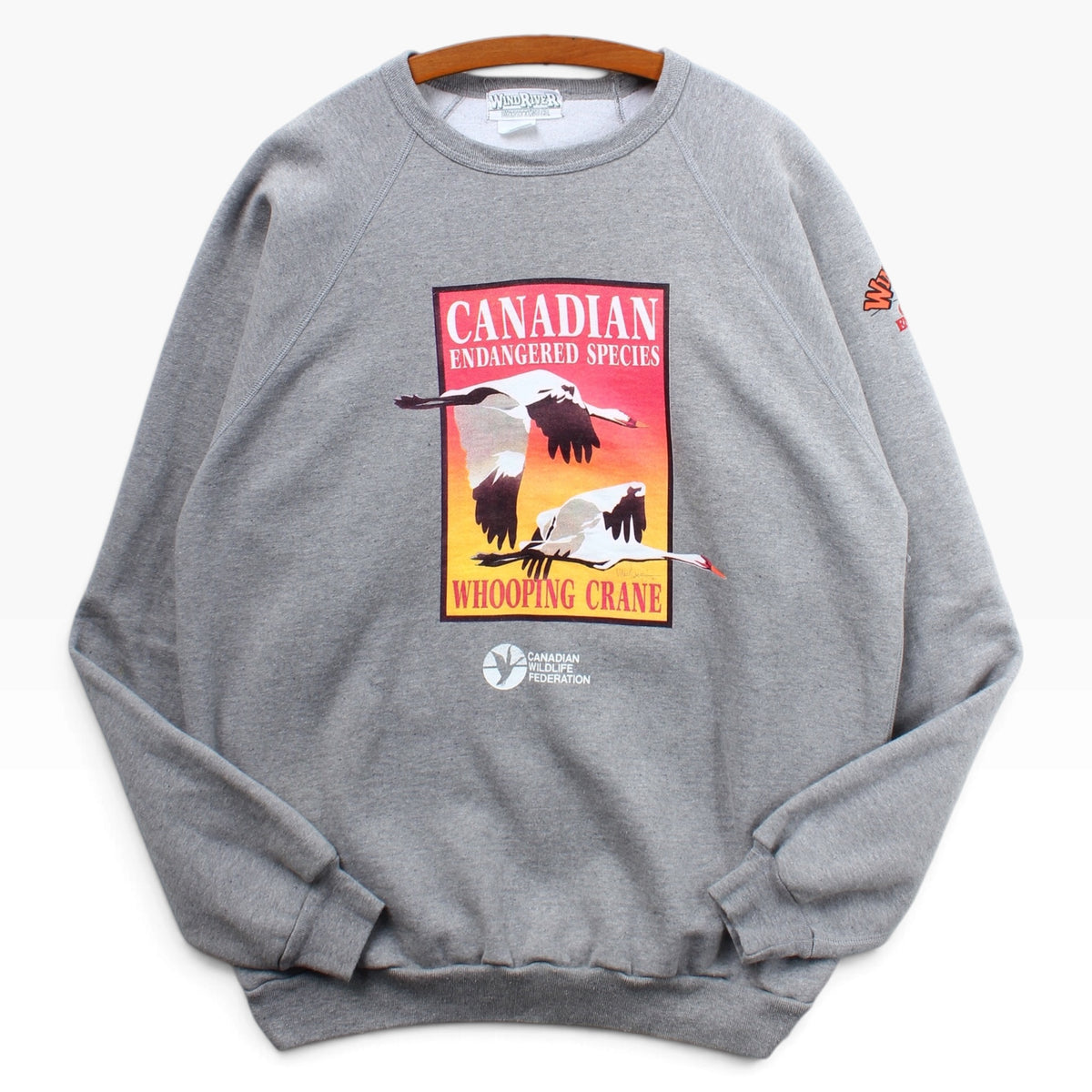90s Canadian wildlife foundation whooping crane crewneck Large
