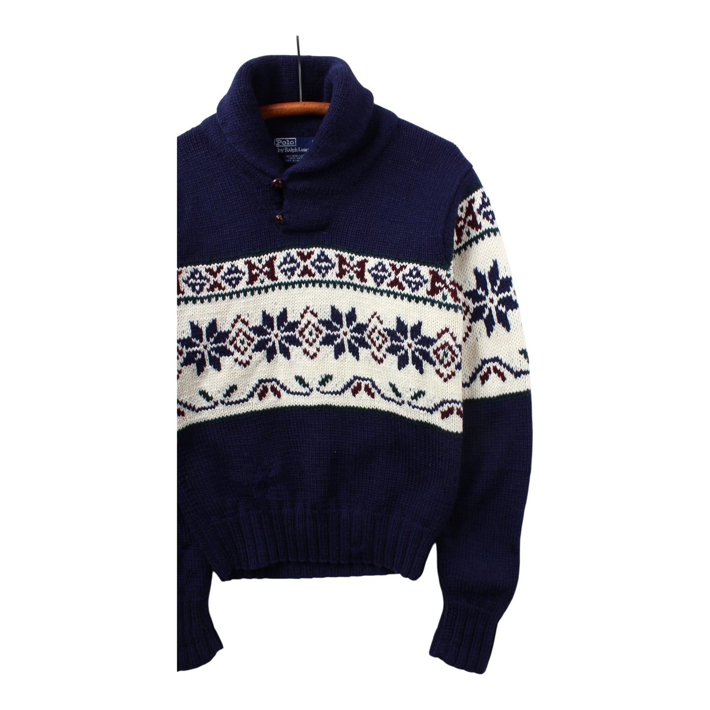 90s Polo Ralph Lauren wool snowflake shawl sweater XS/S