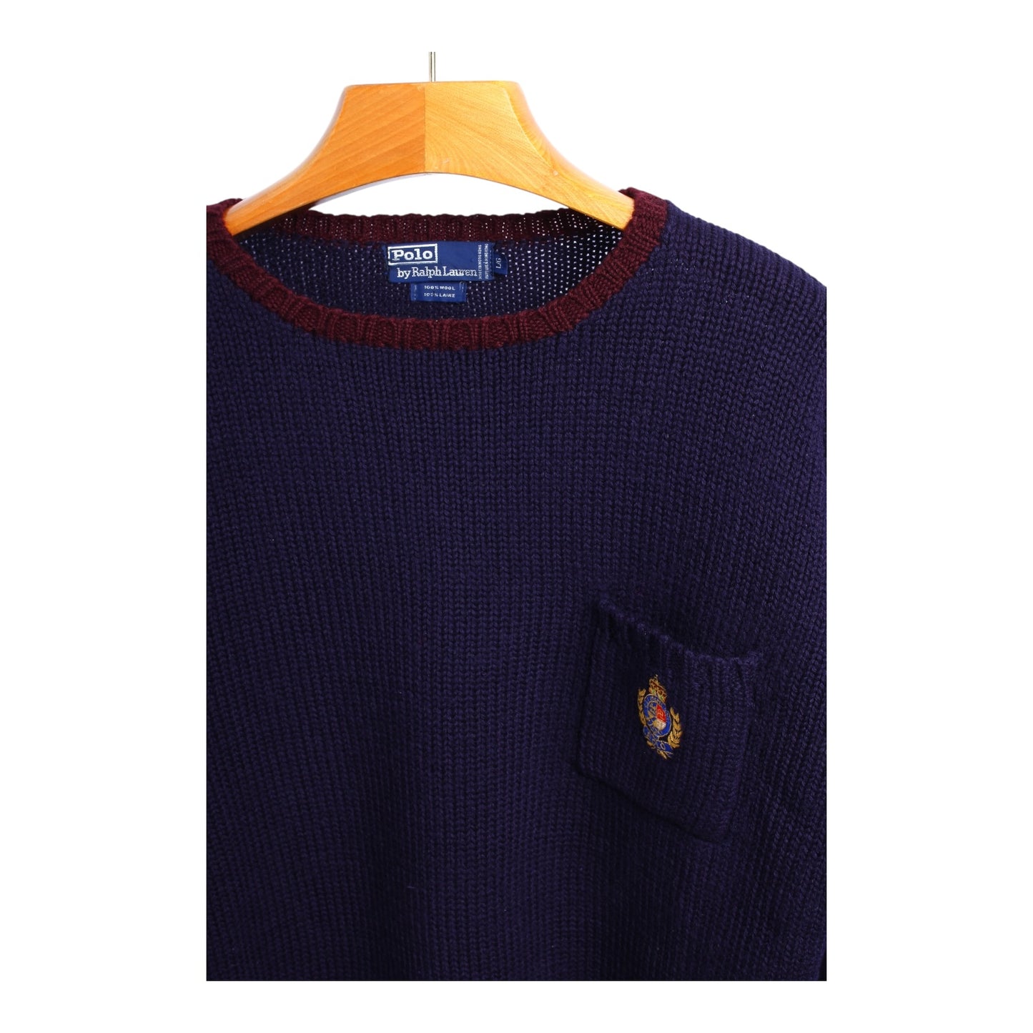 80s Polo Ralph Lauren crest pocket wool sweater large